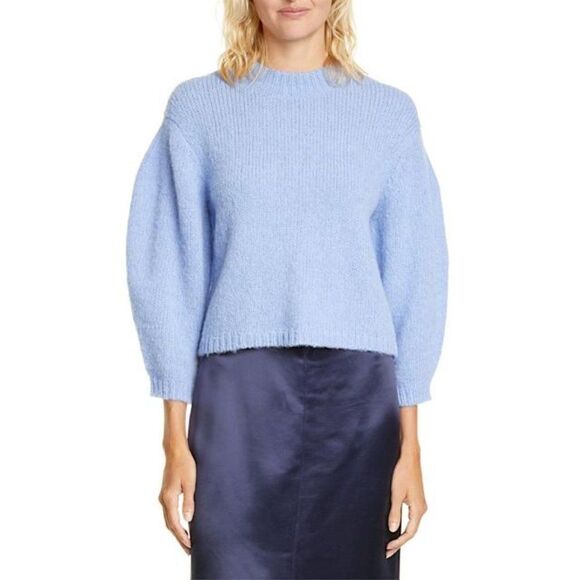 Tibi Alpaca Knit Cozette Blue Puff Sleeve Sweater Sz S - Picture 1 of 9